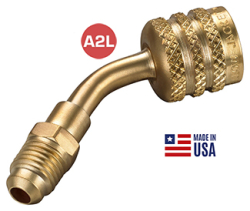 Yellow Jacket 19180 1/4 inch Hose Adapter for Left-Handed A2L Refrigerant Tanks - Female LH to Male RH Angled Fitting