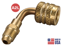 Yellow Jacket 19204 1/4 inch Hose Adapter for Left-Handed A2L Refrigerant Tanks - Female LH to Male RH Right Angle Fitting